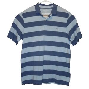 Vineyard Vines Polo Shirt Mens 2XL XXL Slim Fit Blue Striped Cotton Short Sleeve